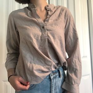 Uniqlo tan smock shirt